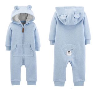 3/$15 CARTER’S Dog Hooded Fleece Jumpsuit Blue-6 M